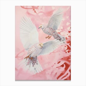 Pink Ethereal Bird Painting Cuckoo Canvas Print