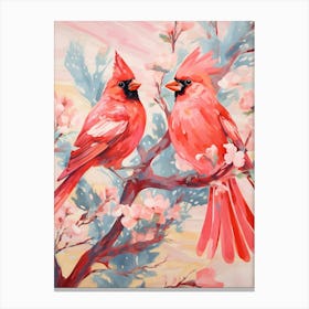 Vintage Japanese Inspired Bird Print Northern Cardinal 1 Canvas Print