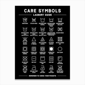 Laundry Care Symbols Black Canvas Print