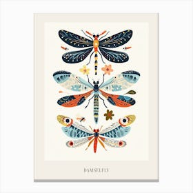 Colourful Insect Illustration Damselfly 7 Poster Canvas Print