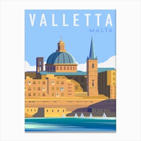 Valletta Travel Poster Canvas Print