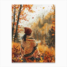 Autumn Woman In The Woods Canvas Print