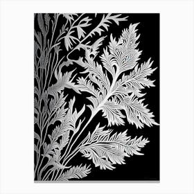 Spanish Moss Leaf Linocut Canvas Print