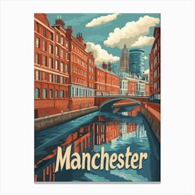 Aihrgdesign A Retro Travel Poster For Manchester 1 Canvas Print