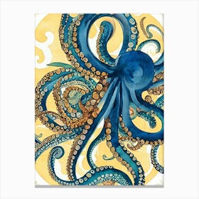 Octopus Balls Vintage Graphic Watercolour Canvas Print