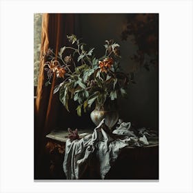 Baroque Floral Still Life Aconitum 3 Canvas Print