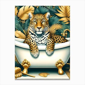 Leopard In Bathtub Canvas Print