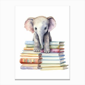 Baby Animal Watercolour Elephant 4 Canvas Print