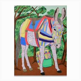 Maximalist Animal Painting Donkey 1 Canvas Print