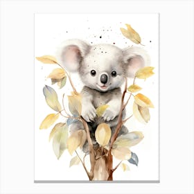 Koala Watercolour In Autumn Colours 1 Canvas Print