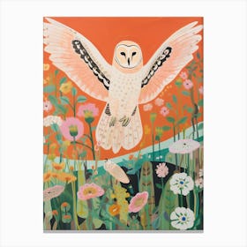 Maximalist Bird Painting Barn Owl 4 Canvas Print