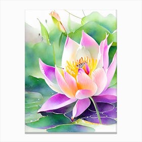 Lotus Flower In Garden Watercolour 2 Canvas Print