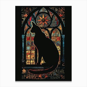 Cat In Stained Glass Window 17 Canvas Print