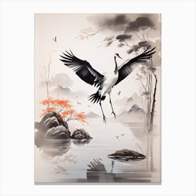 Crane In Flight Canvas Print