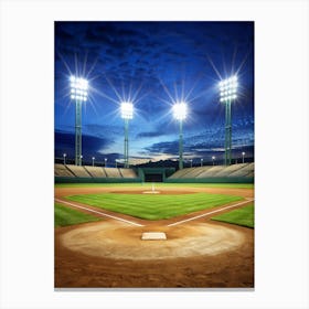 Baseball Stadium At Night Canvas Print