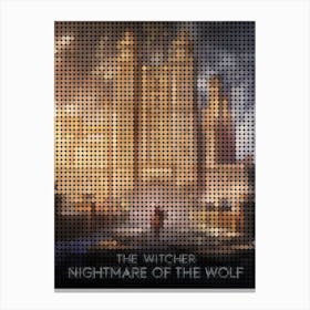 The Witcher Nightmare Of The Wolf In A Pixel Dots Art Style 1 Canvas Print