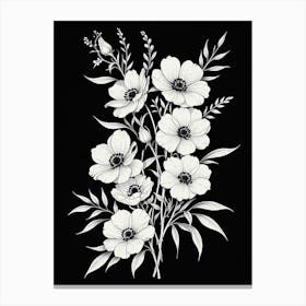 Black And White Flowers 3 Canvas Print