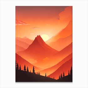 Misty Mountains Vertical Composition In Orange Tone 368 Canvas Print