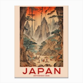 Akiyoshido Cave, Visit Japan Vintage Travel Art 1 Canvas Print