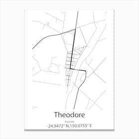 Theodore,Australia Minimalist Map Canvas Print