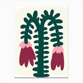 Floral Cactus Organic Flowers Naïf Canvas Print