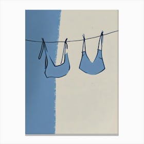 Two Bikinis Hanging On A Line Canvas Print