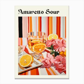Amaretto Sour 2 Retro Cocktail Poster Canvas Print