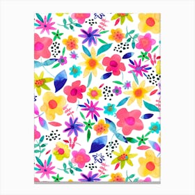 Summer Colorful Naive Floral Canvas Print