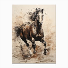 A Horse Painting In The Style Of Palette Negative Painting 1 Canvas Print