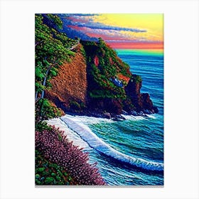 Uluwatu Indonesia Pointillism Style Tropical Destination Canvas Print