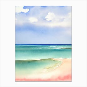 Pink Sands Beach 3, Bahamas Watercolour Canvas Print