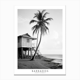 Poster Of Barbados, Black And White Analogue Photograph 3 Canvas Print