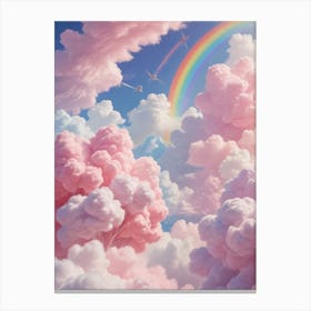 Pink Clouds With Rainbow Canvas Print