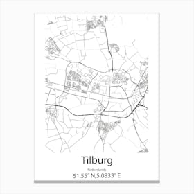 Tilburg,Netherlands Minimalist Map Canvas Print