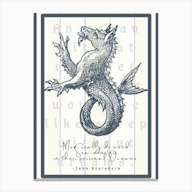 Sea Monster on White Wood Canvas Print