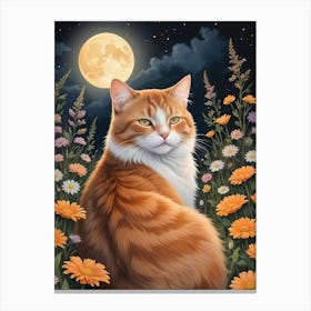 Cat In The Moonlight 1 Canvas Print