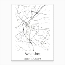 Avranches,France Minimalist Map Canvas Print