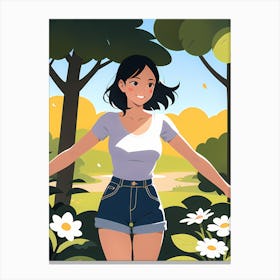 Girl In The Park Canvas Print