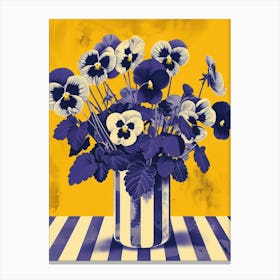 Pansy Flowers On A Table   Contemporary Illustration 1 Canvas Print