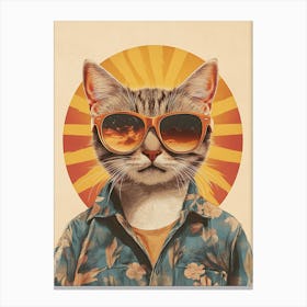 Vintage Retro Poster Cool Cat 2 Canvas Print