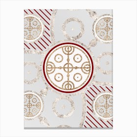 Geometric Abstract Glyph in Festive Gold Silver and Red n.0020 Canvas Print
