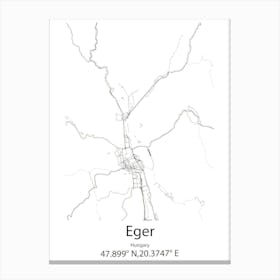 Eger,Hungary Minimalist Map Canvas Print