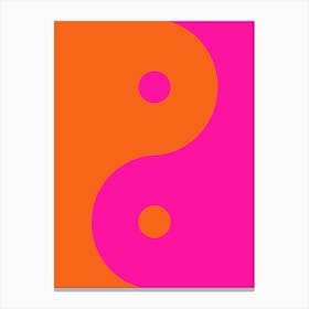 Hot Pink And Orange Yin Yang Canvas Print