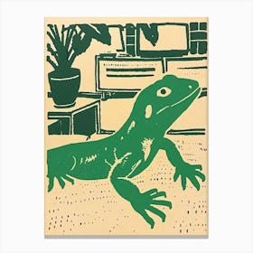 Lizard In The Living Room Block 3 Canvas Print