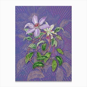 Vintage Violet Clematis Flower Botanical Illustration on Veri Peri n.0043 Canvas Print