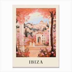 Ibiza Spain 1 Vintage Pink Travel Illustration Poster Canvas Print