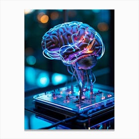 Cybernetic Brain Circuit Infused With Futuristic Design Bioluminescent Neural Pathways Intertwine (5) Canvas Print