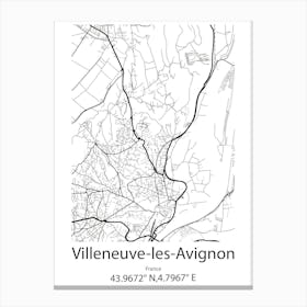 Villeneuve Les Avignon,France Minimalist Map Leinwandbilder