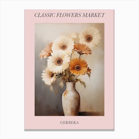 Classic Flowers Market  Gerbera Floral Poster 3 Canvas Print