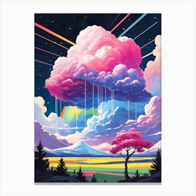 Surreal Rainbow Clouds Sky Painting (4) Canvas Print